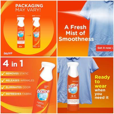 Xịt thơm khử mùi, chống nhăn quần áo Bounce Instant Static Remover+ 275g Xịt thơm khử mùi, chống nhăn quần áo Bounce Instant Static Remover+ 275g